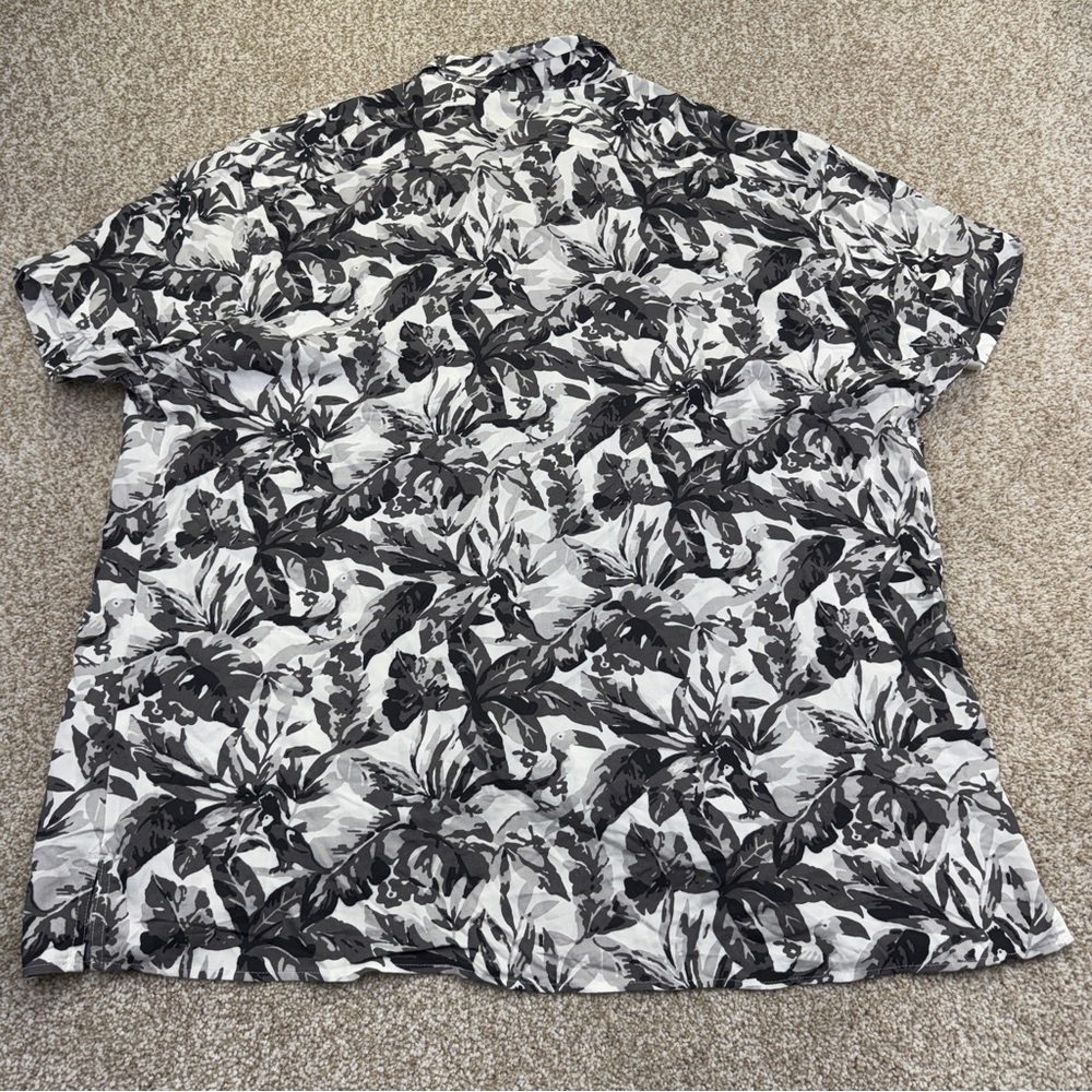 NEW JF  J. Ferrar Men's Black Gray White Floral casual Shirt men’s size XXL Slim - Picture 5 of 15